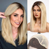 starluck Ombre Blonde Wigs Human Hair Lace Front Wigs Human Hair for White Women 16 Inch Straight Realistic and Natural Daily Wear