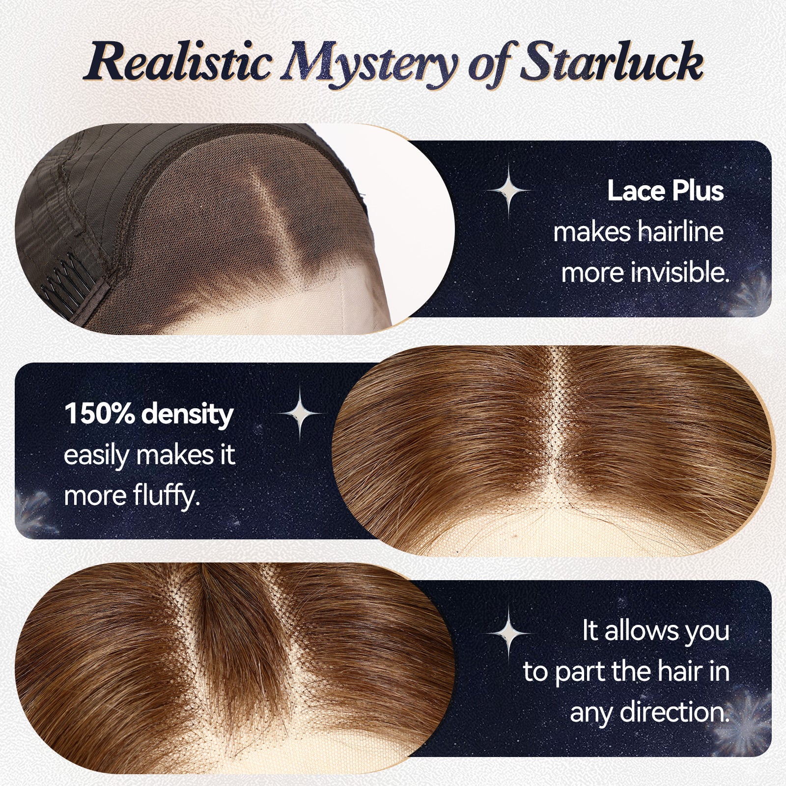 starluck Mixed Brown Wigs 100% Human Hair Lace Front Wigs Human Hair for White Women Pelucas De Mujer Pelo Humano 16 Inch Wavy Realistic and Natural Daily Wear