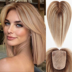 Image of starluck Human Hair Toppers for Women Real Human Hair No Bangs 4 * 5.5 inch Base 12 inch SilkHug Hair Topper for Women Cover Grey Roots