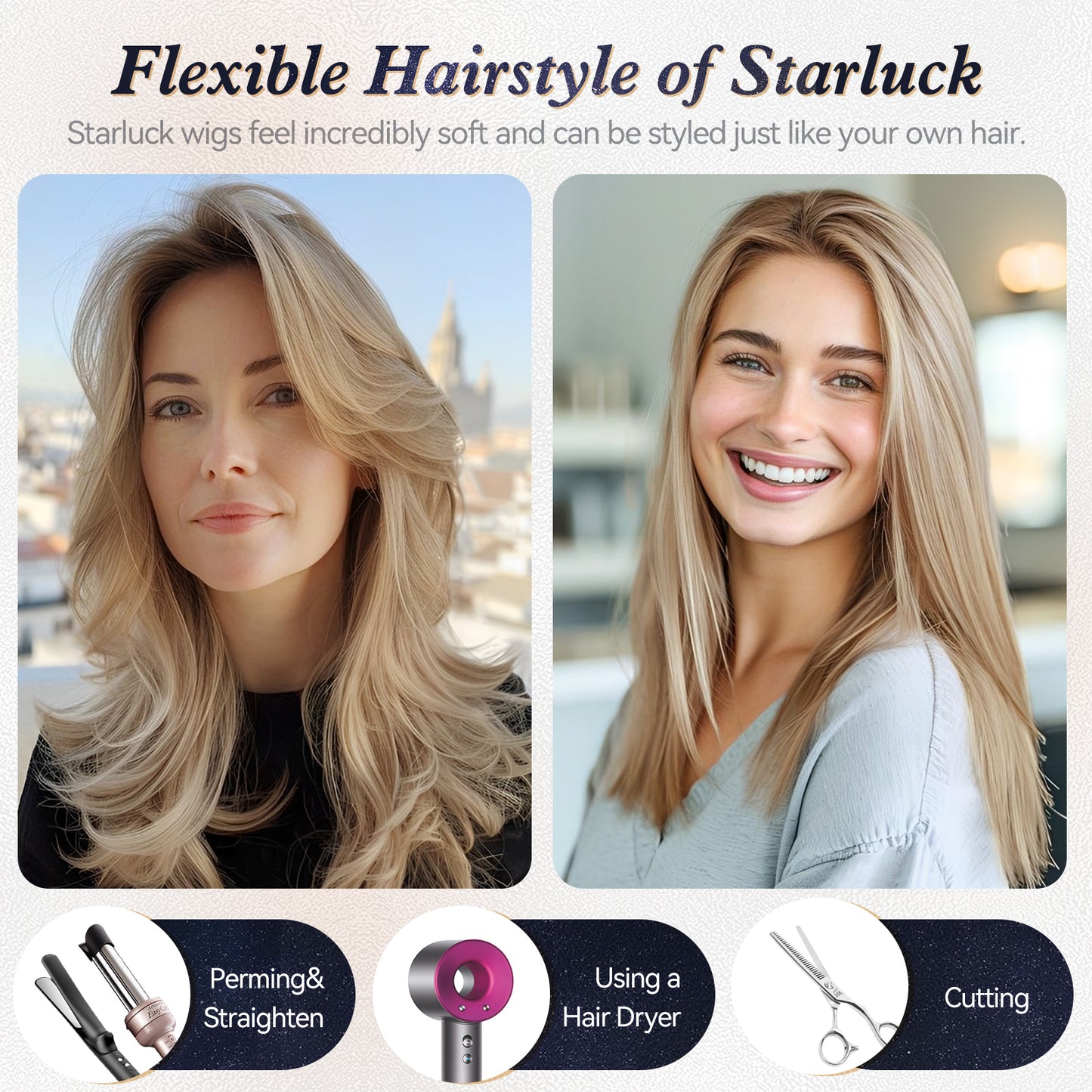 starluck Ash Blonde Wigs Human Hair Lace Front Wigs Human Hair for White Women Pelucas De Mujer Pelo Humano 20 Inch Realistic and Natural Daily Wear