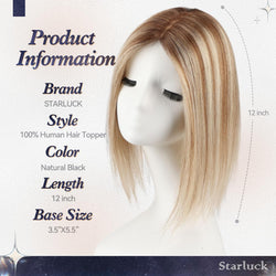 Image of starluck Human Hair Toppers for Women Real Human Hair No Bangs 4 * 5.5 inch Base 12 inch SilkHug Hair Topper for Women Cover Grey Roots