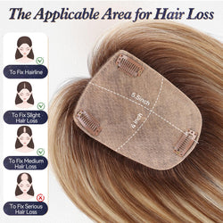 Image of starluck Human Hair Toppers for Women Real Human Hair No Bangs 4 * 5.5 inch Base 12 inch SilkHug Hair Topper for Women Cover Grey Roots